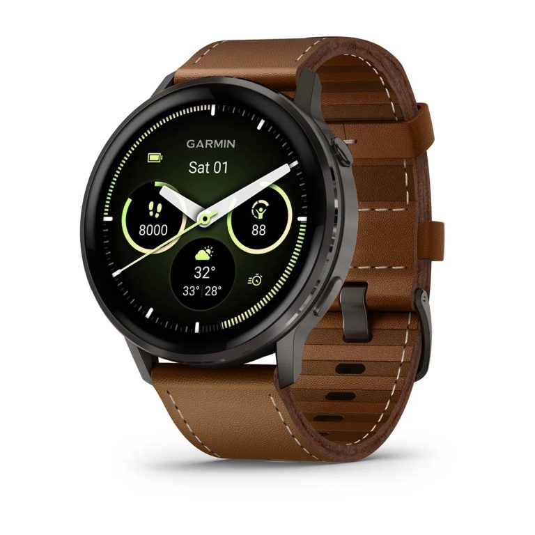 Garmin Venu 4 45mm Slate with Brown Leather Band