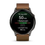 Garmin Venu 4 45mm Slate with Brown Leather Band