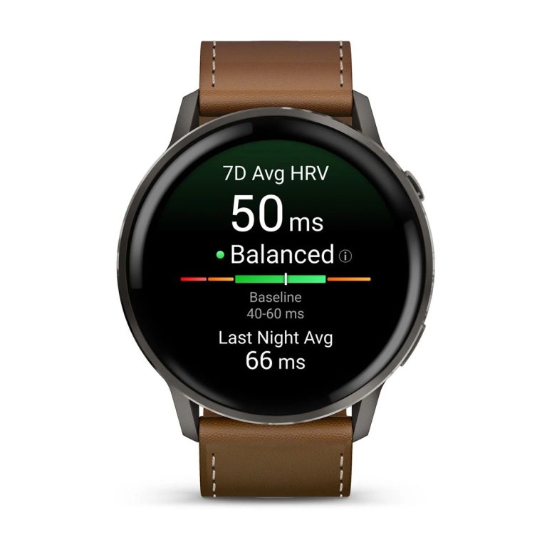 Garmin Venu 4 45mm Slate with Brown Leather Band