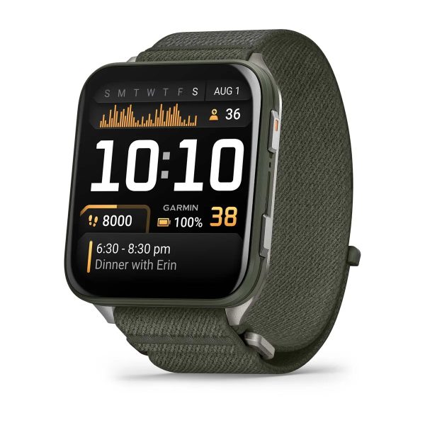 Garmin Venu X1 Moss with Titanium Caseback and Moss ComfortFit Nylon Band
