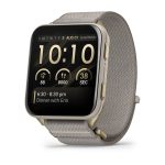 Garmin Venu X1 Soft Gold with Titanium Caseback and French Gray ComfortFit Nylon Band