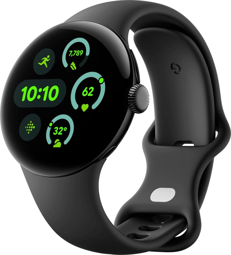Google Pixel Watch 3 LTE Matte Black Aluminum Case with Obsidian Active Band