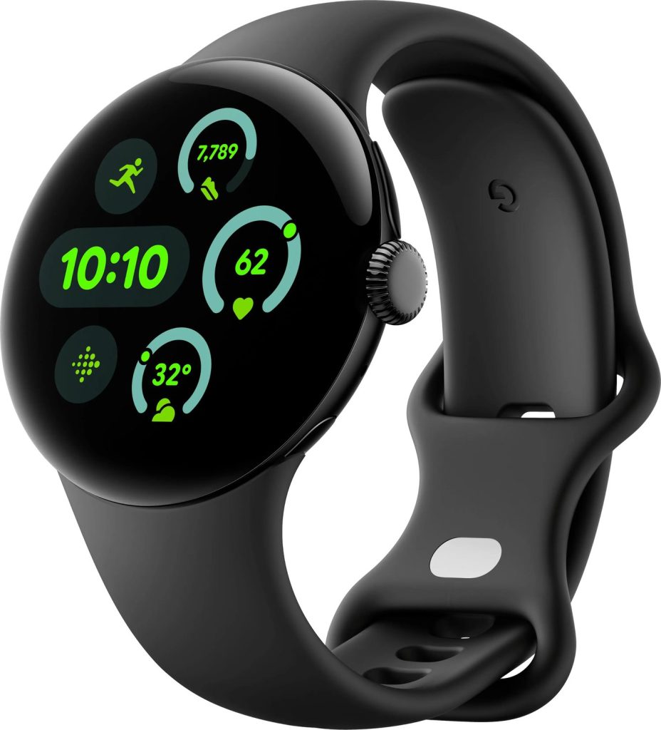 Google Pixel Watch 3 LTE Matte Black Aluminum Case with Obsidian Active Band