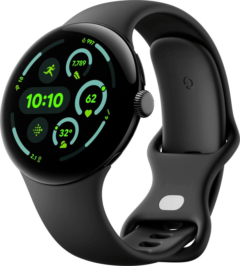 Google Pixel Watch 3 LTE Matte Black Aluminum Case with Obsidian Active Band