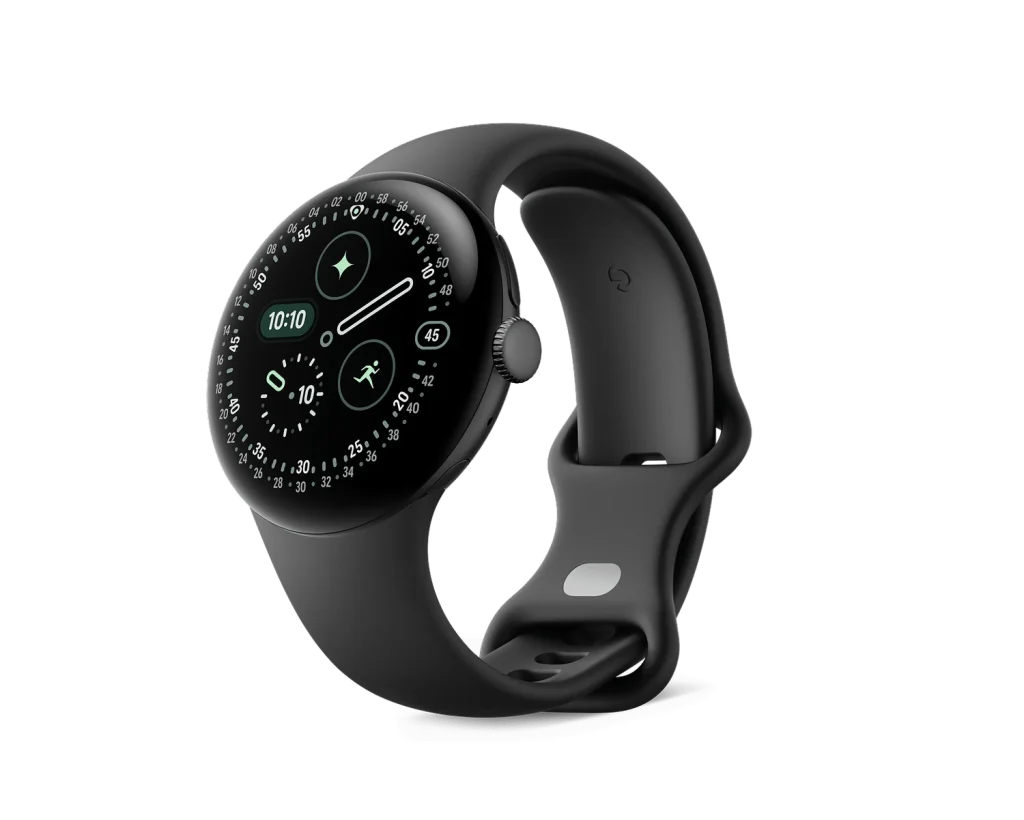 Google Pixel Watch 4 41mm Wi-Fi Matte Black Aluminum Case with Obsidian Active Band