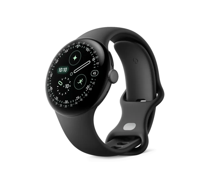 Google Pixel Watch 4 41mm Wi-Fi Matte Black Aluminum Case with Obsidian Active Band