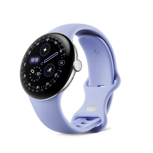 Google Pixel Watch 4 41mm Wi-Fi Polished Silver Aluminum Case with Iris Active Band
