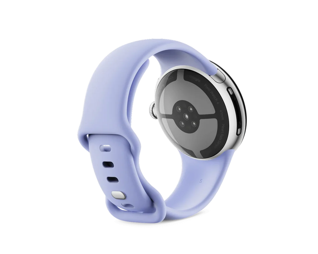 Google Pixel Watch 4 41mm Wi-Fi Polished Silver Aluminum Case with Iris Active Band