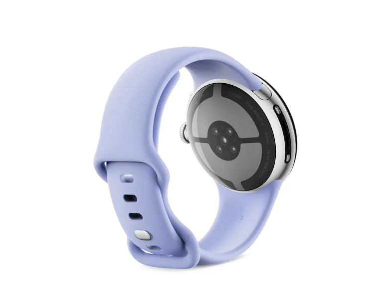 Google Pixel Watch 4 41mm Wi-Fi Polished Silver Aluminum Case with Iris Active Band
