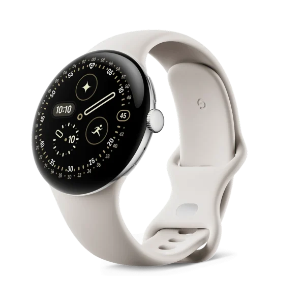 Google Pixel Watch 4 45mm Wi-Fi Polished Silver Aluminum Case with Porcelain Active Band