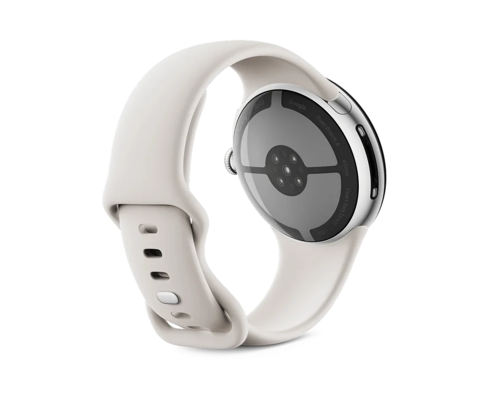 Google Pixel Watch 4 45mm Wi-Fi Polished Silver Aluminum Case with Porcelain Active Band