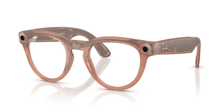 Ray-Ban Meta Headliner Gen 2 Standard Matte Transparent Peach / Clear to Grey Transitions Lenses
