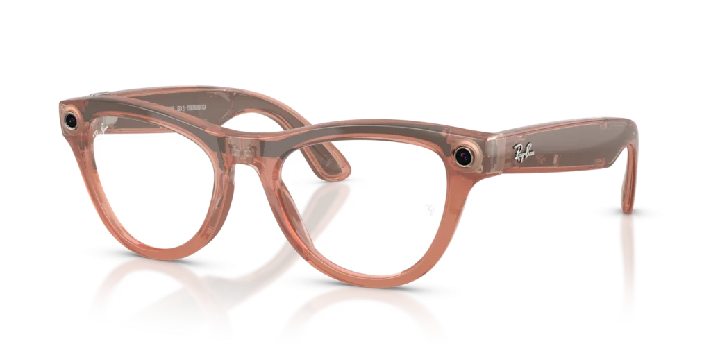Ray-Ban Meta Skyler Gen 2 Standard Shiny Transparent Peach / Clear to Brown Transitions Lenses