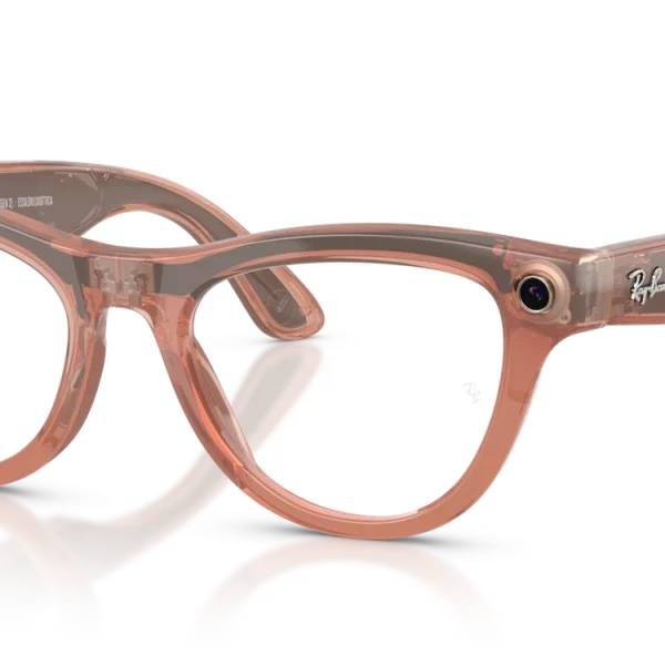 Ray-Ban Meta Skyler Gen 2 Standard Shiny Transparent Peach / Clear to Brown Transitions Lenses