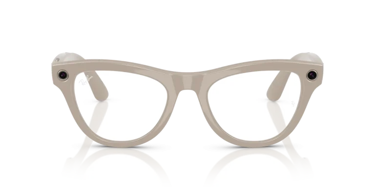 Ray-Ban Meta Skyler Standard Shiny Chalky Gray / Clear to Sapphire Transitions Lenses