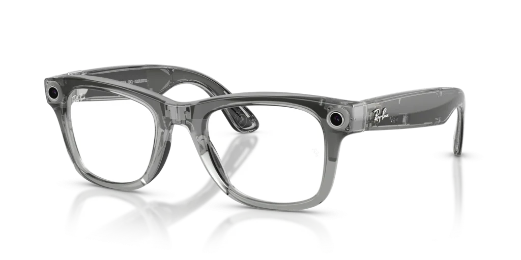 Ray-Ban Meta Wayfarer Gen 2 Large Shiny Transparent Grey / Clear to Sapphire Transitions Lenses