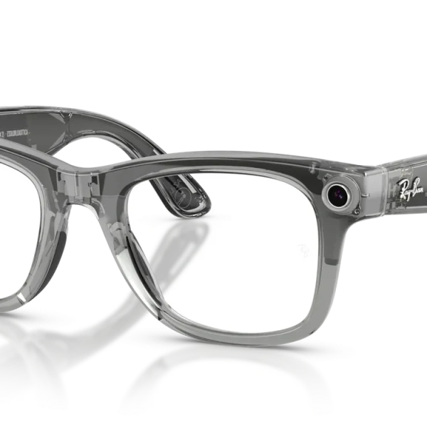 Ray-Ban Meta Wayfarer Gen 2 Large Shiny Transparent Grey / Clear to Sapphire Transitions Lenses