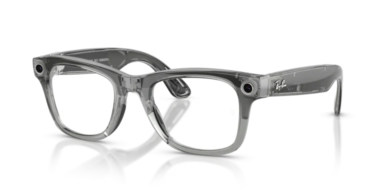 Ray-Ban Meta Wayfarer Gen 2 Large Shiny Transparent Grey / Clear to Sapphire Transitions Lenses