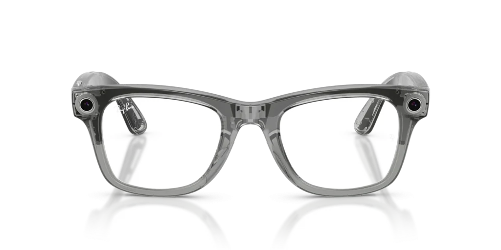 Ray-Ban Meta Wayfarer Gen 2 Large Shiny Transparent Grey / Clear to Sapphire Transitions Lenses
