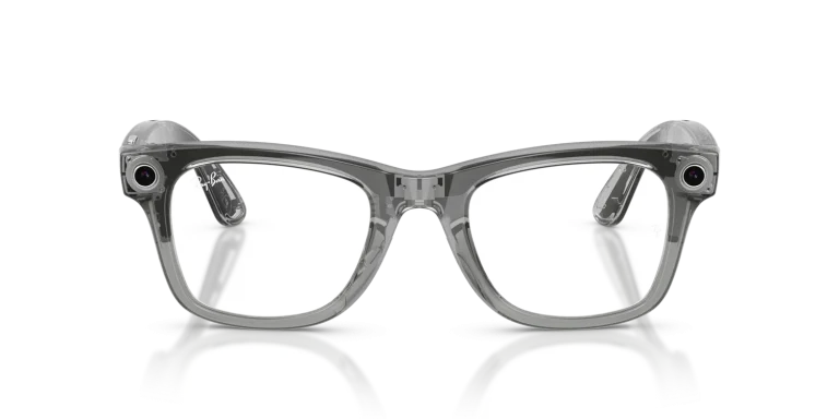 Ray-Ban Meta Wayfarer Gen 2 Large Shiny Transparent Grey / Clear to Sapphire Transitions Lenses